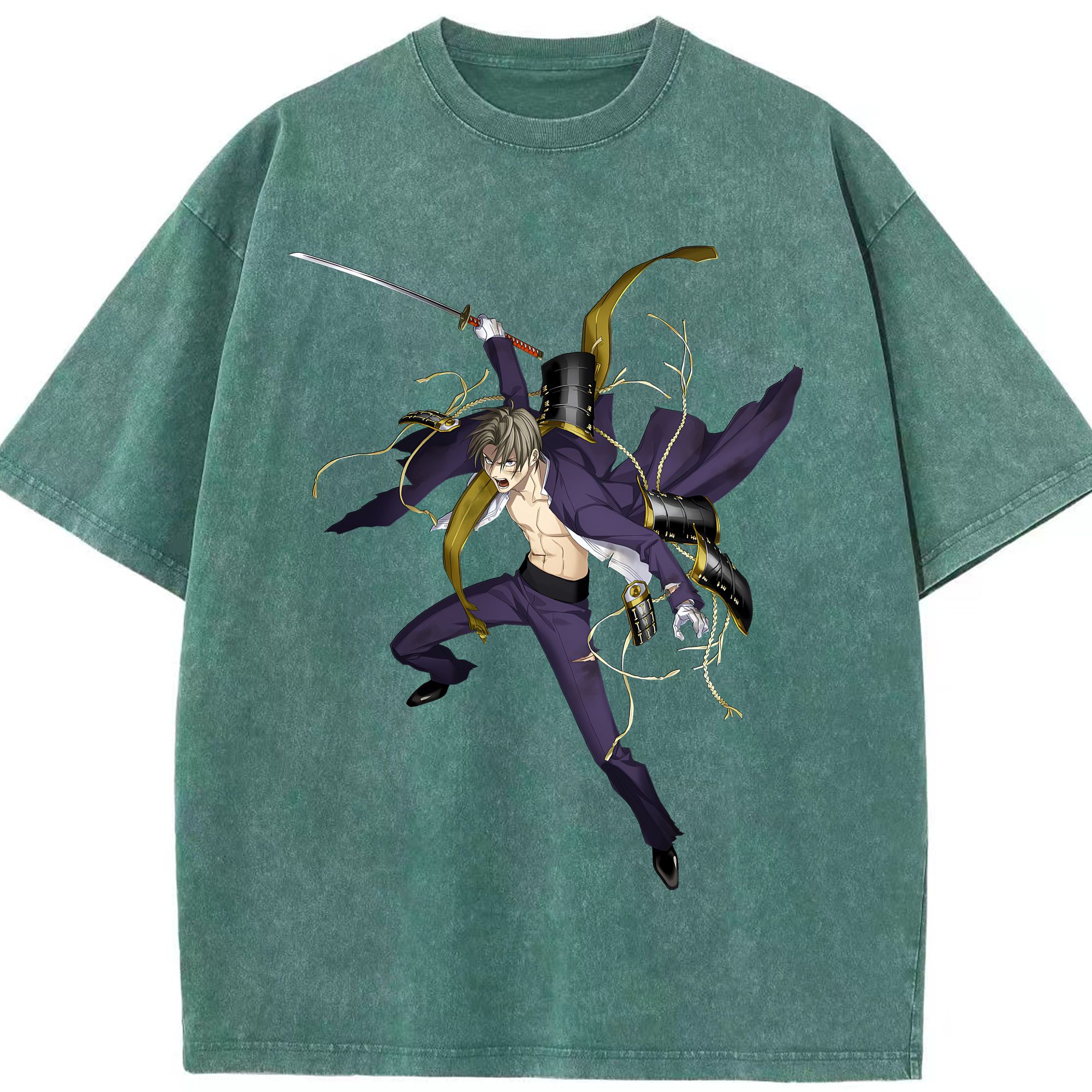 （画像用） 刀剣乱舞 Touken Ranbu 綿100% ヴィンテージ風 半袖Tシャツ（フロントプリント）